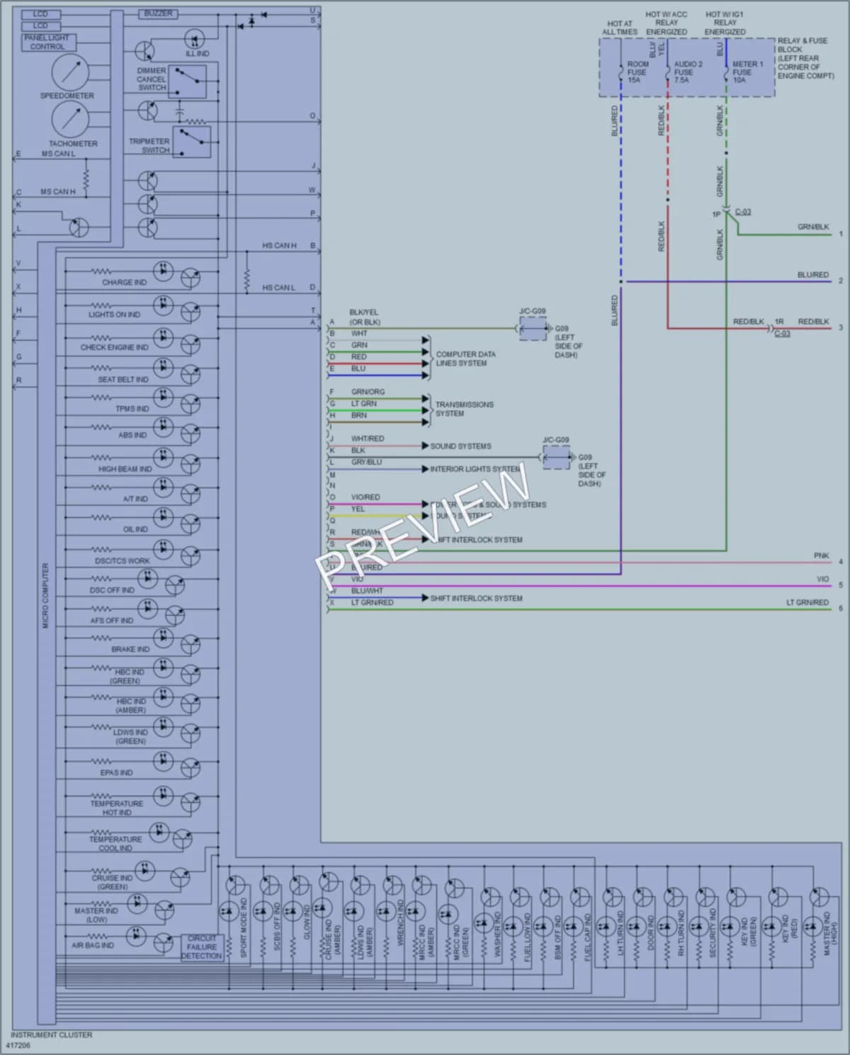 2015 Mazda 6 Instrument Cluster wiring diagram preview