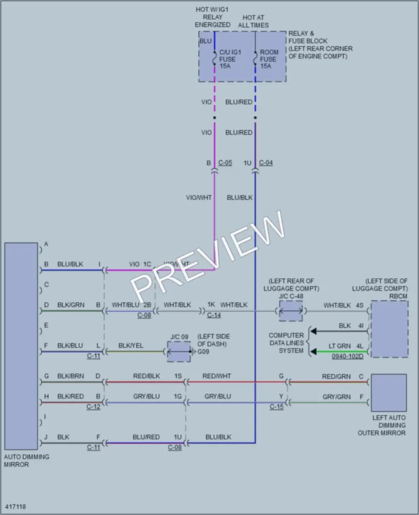 2015 Mazda 6 Power Mirrors wiring diagram preview
