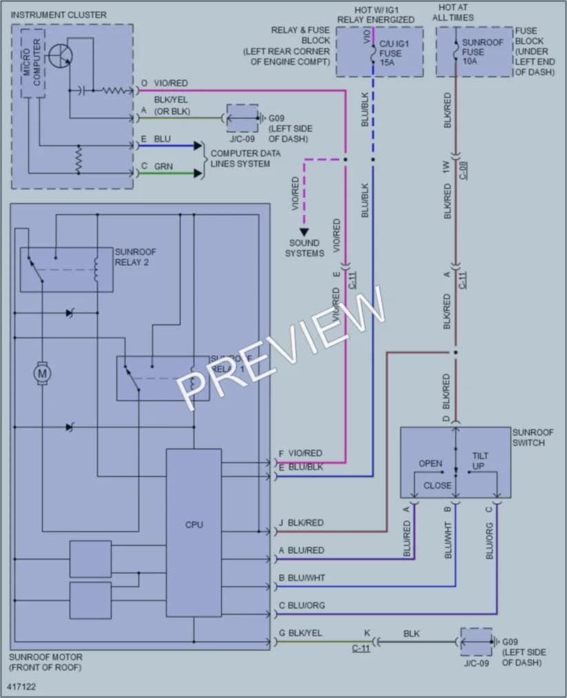 2015 Mazda 6 Power Top Sunroof wiring diagram preview