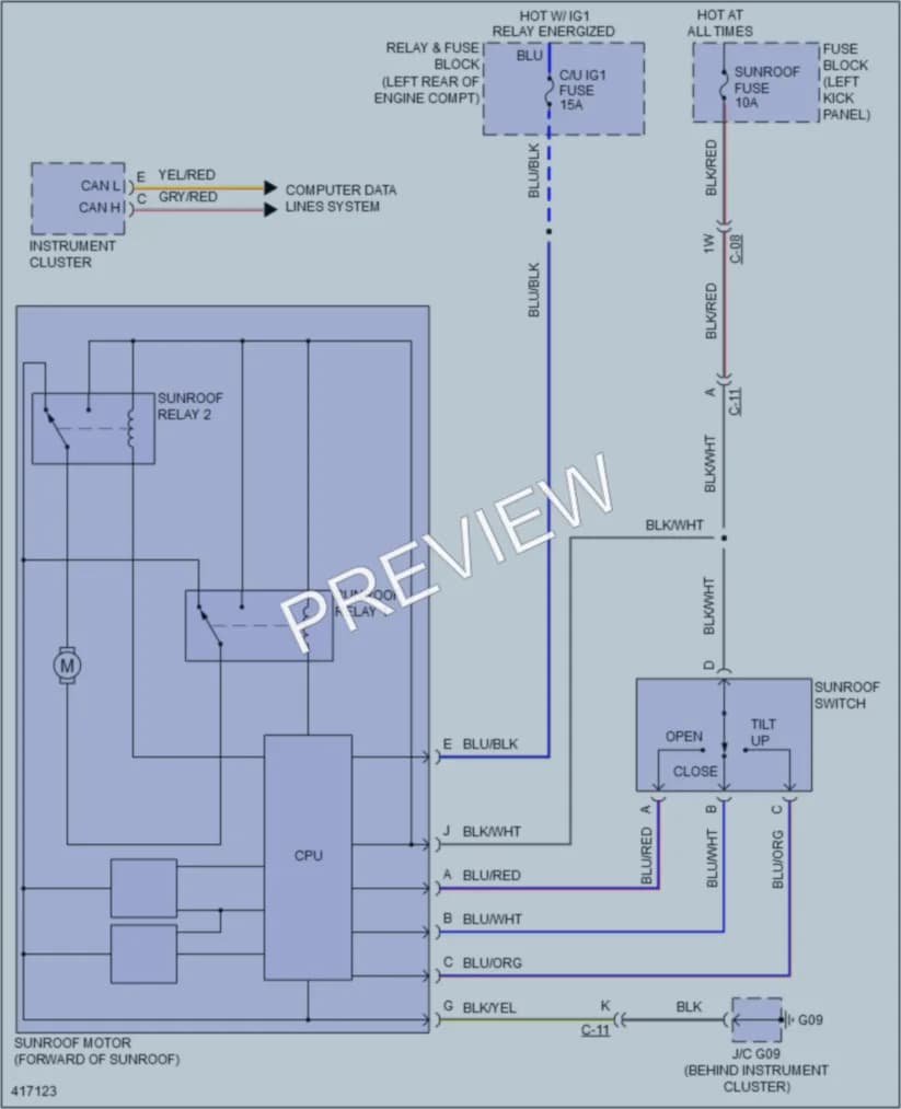 2015 Mazda CX5 Power Top Sunroof wiring diagram preview
