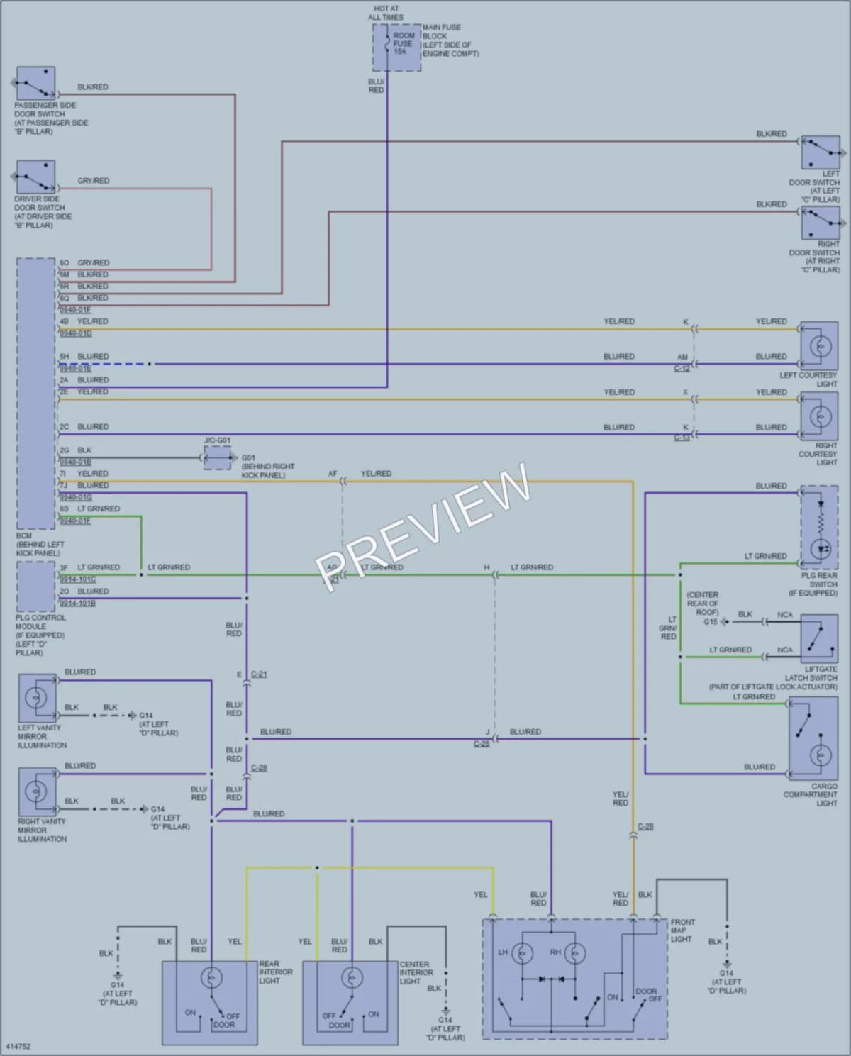 2015 Mazda CX9 Interior Lights wiring diagram preview