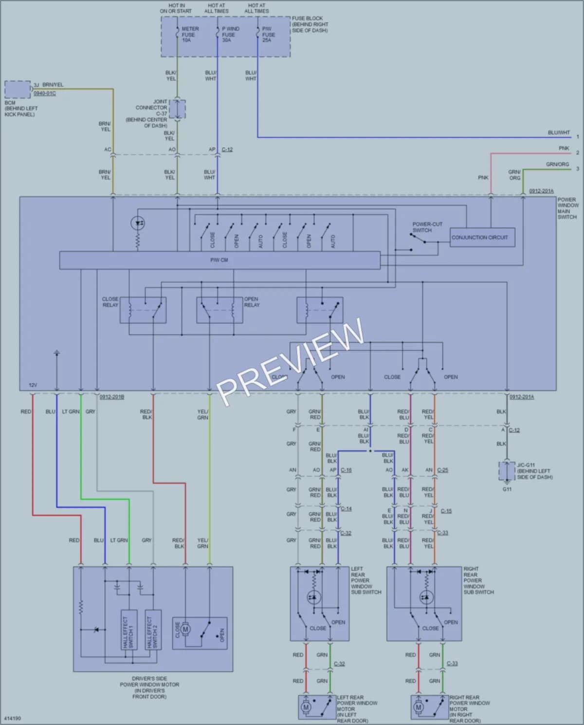 2015 Mazda CX9 Power Windows wiring diagram preview