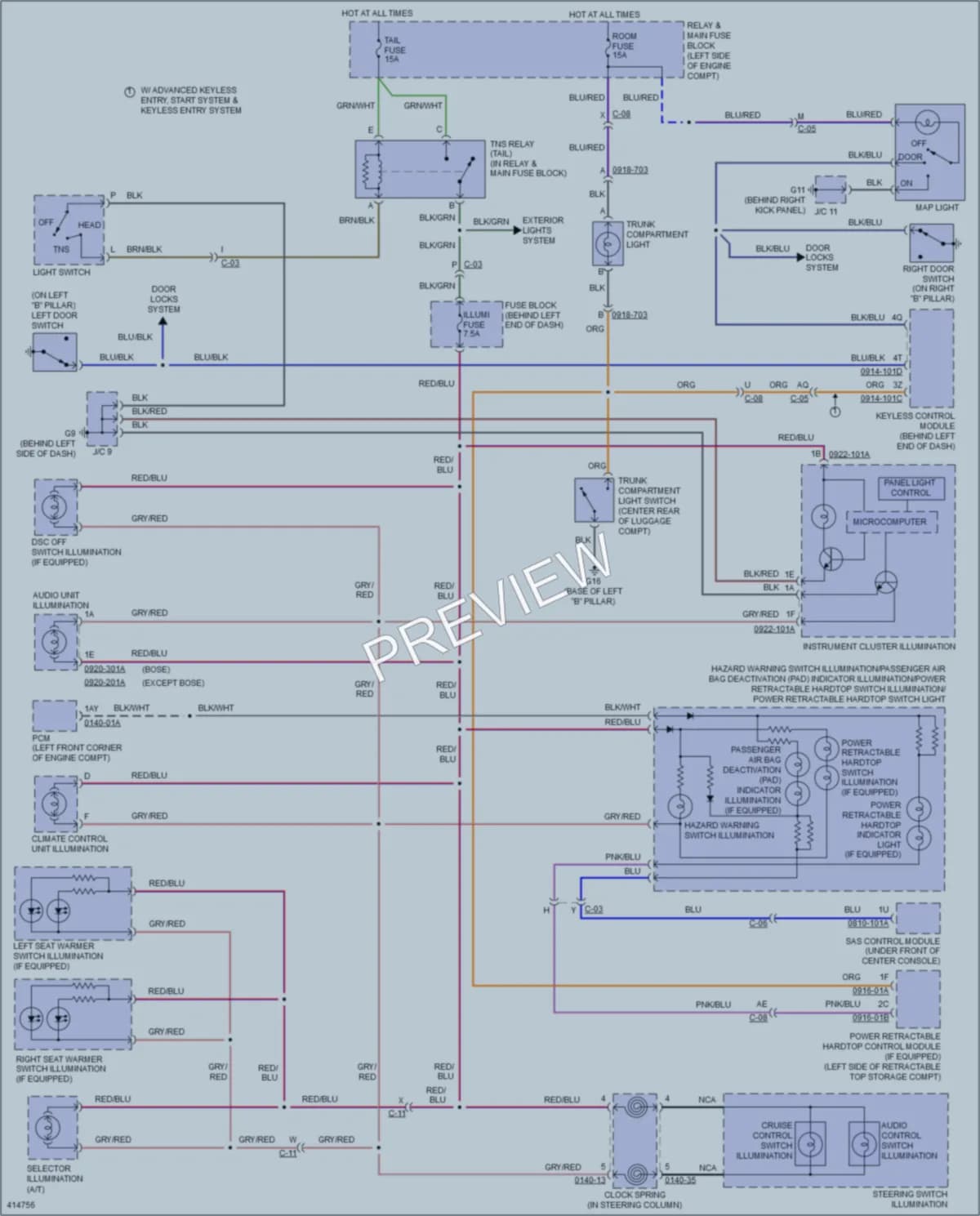 2015 Mazda MX5Miata Interior Lights wiring diagram preview