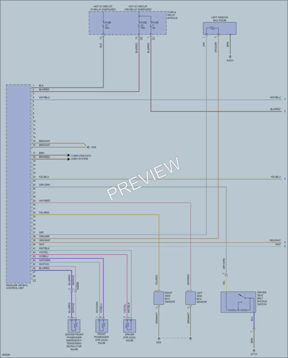 2015 MercedesBenz 2500Sprinter Supplemental Restraints wiring diagram preview