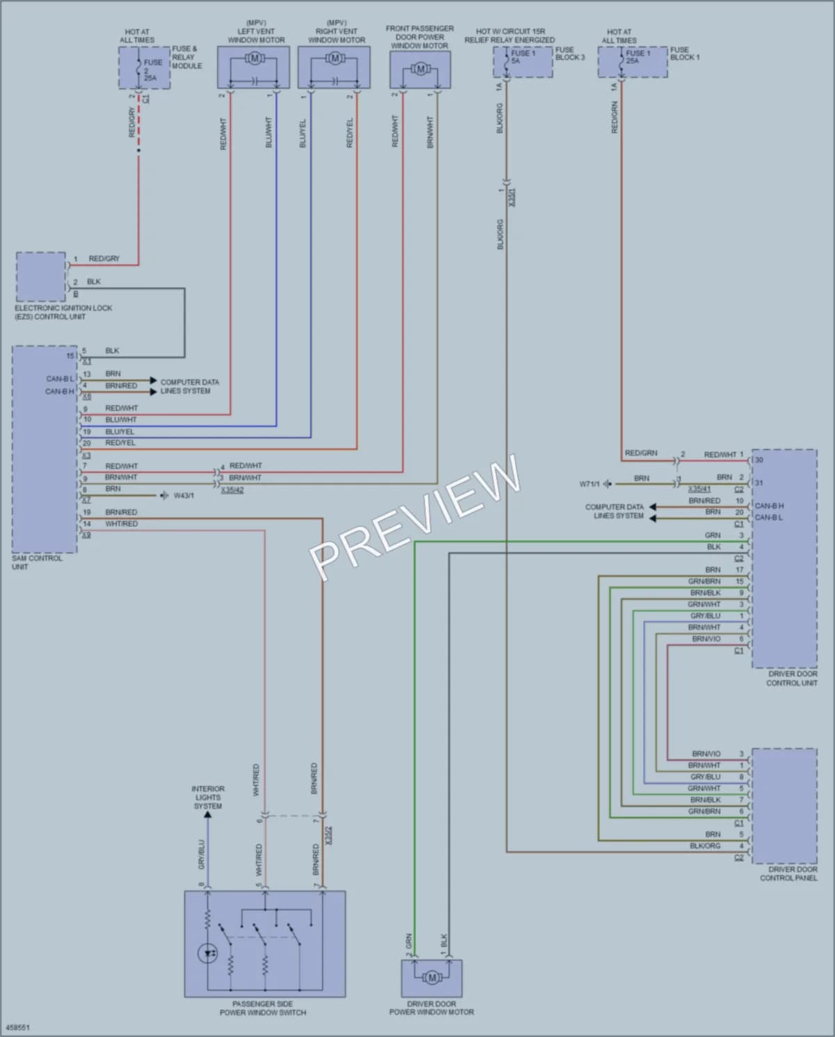 2015 MercedesBenz 3500Sprinter Power Windows wiring diagram preview