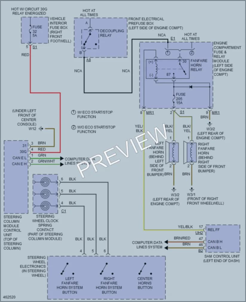 2015 MercedesBenz BElectricDrive Horn wiring diagram preview