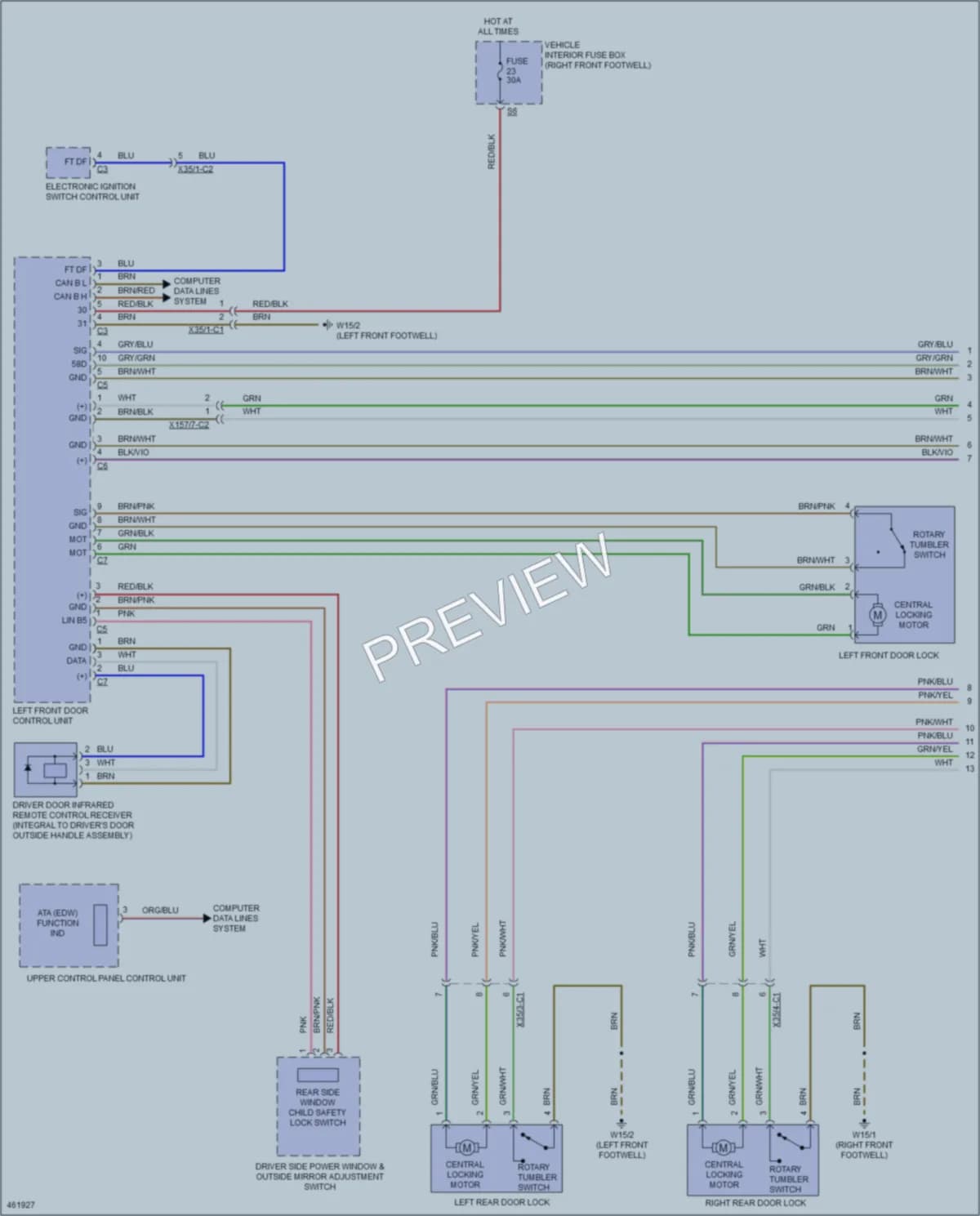 2015 MercedesBenz BElectricDrive Power Door Locks wiring diagram preview