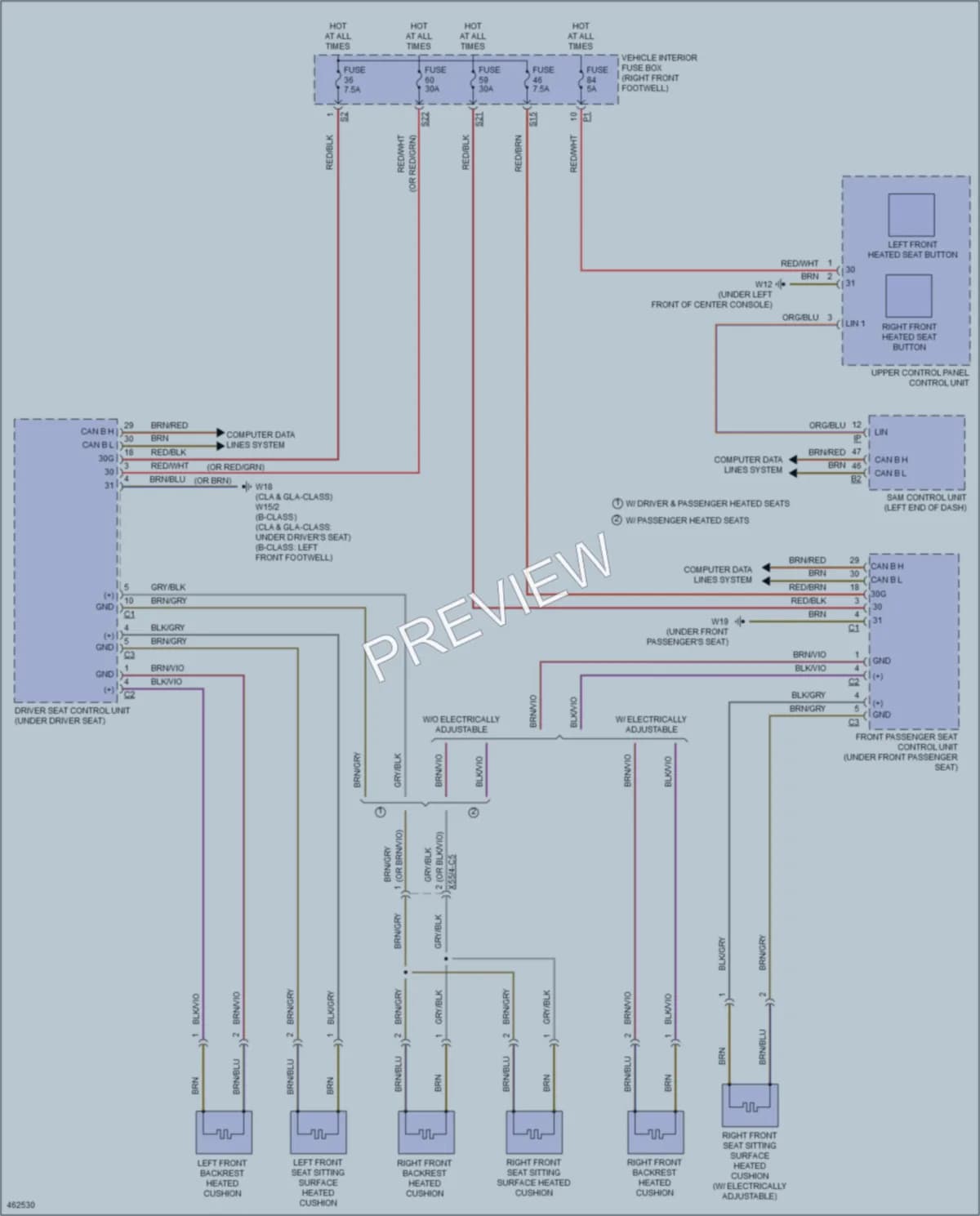 2015 MercedesBenz BElectricDrive Power Seats wiring diagram preview