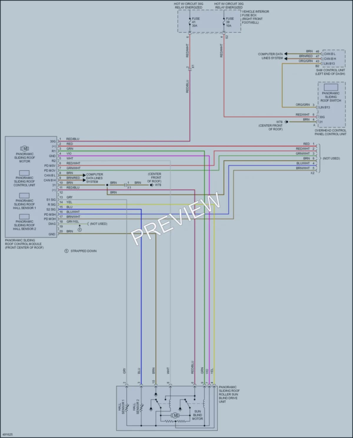 2015 MercedesBenz BElectricDrive Power Top Sunroof wiring diagram preview