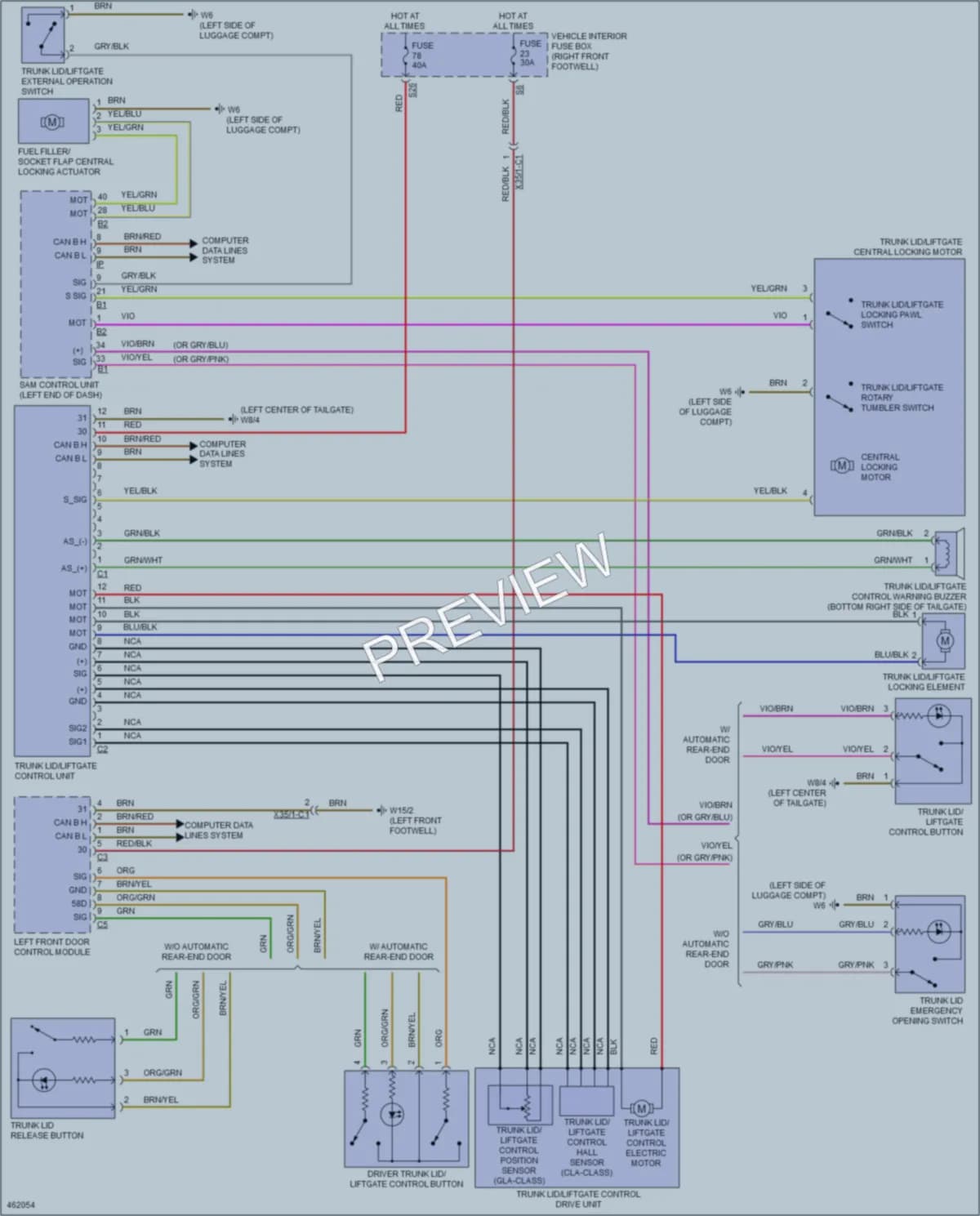 2015 MercedesBenz BElectricDrive Trunk Tailgate Fuel Door wiring diagram preview