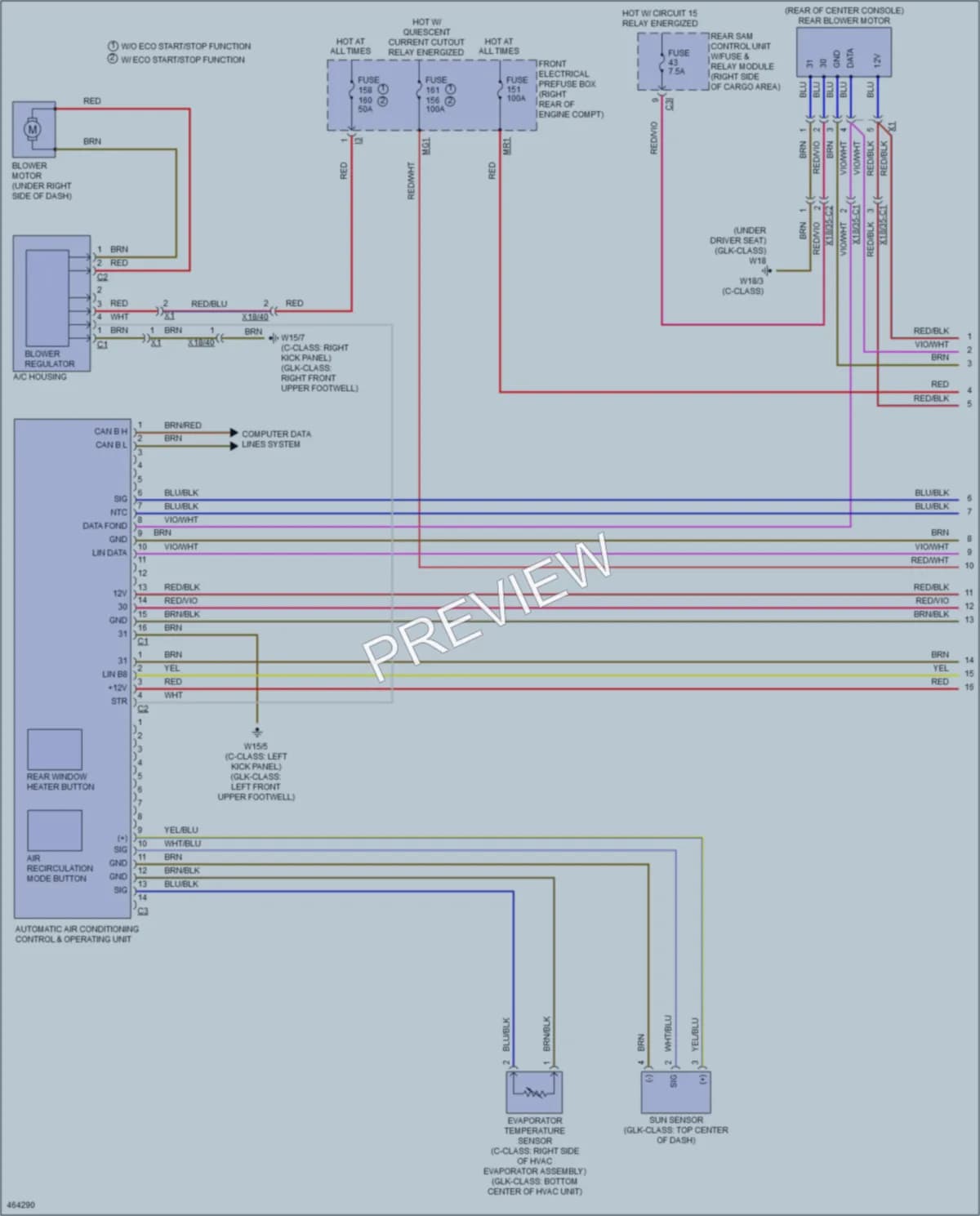 2015 MercedesBenz C250 Air Conditioning wiring diagram preview