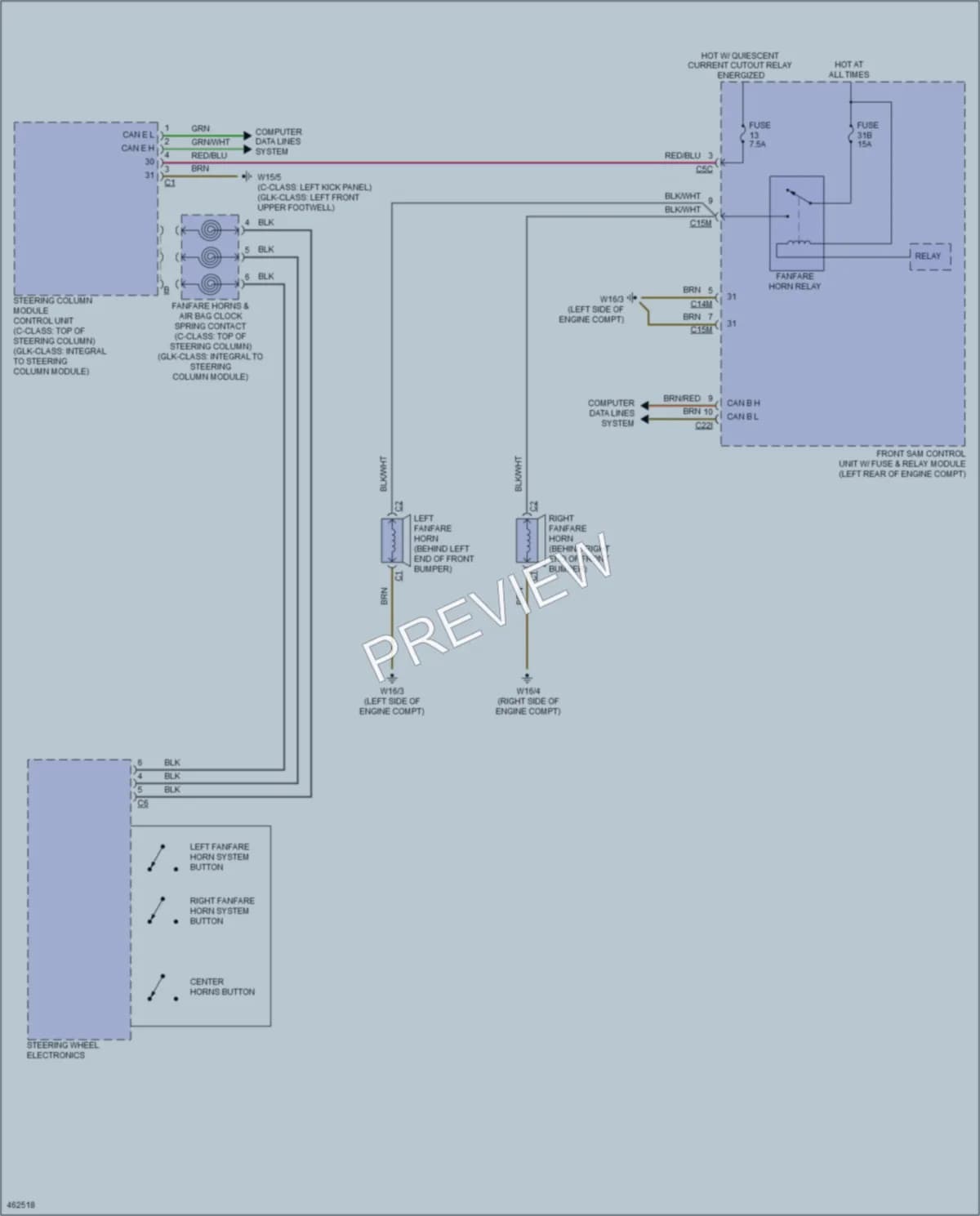 2015 MercedesBenz C250 Horn wiring diagram preview