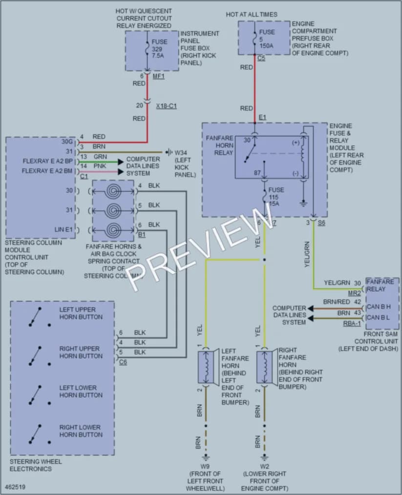 2015 MercedesBenz C300 Horn wiring diagram preview