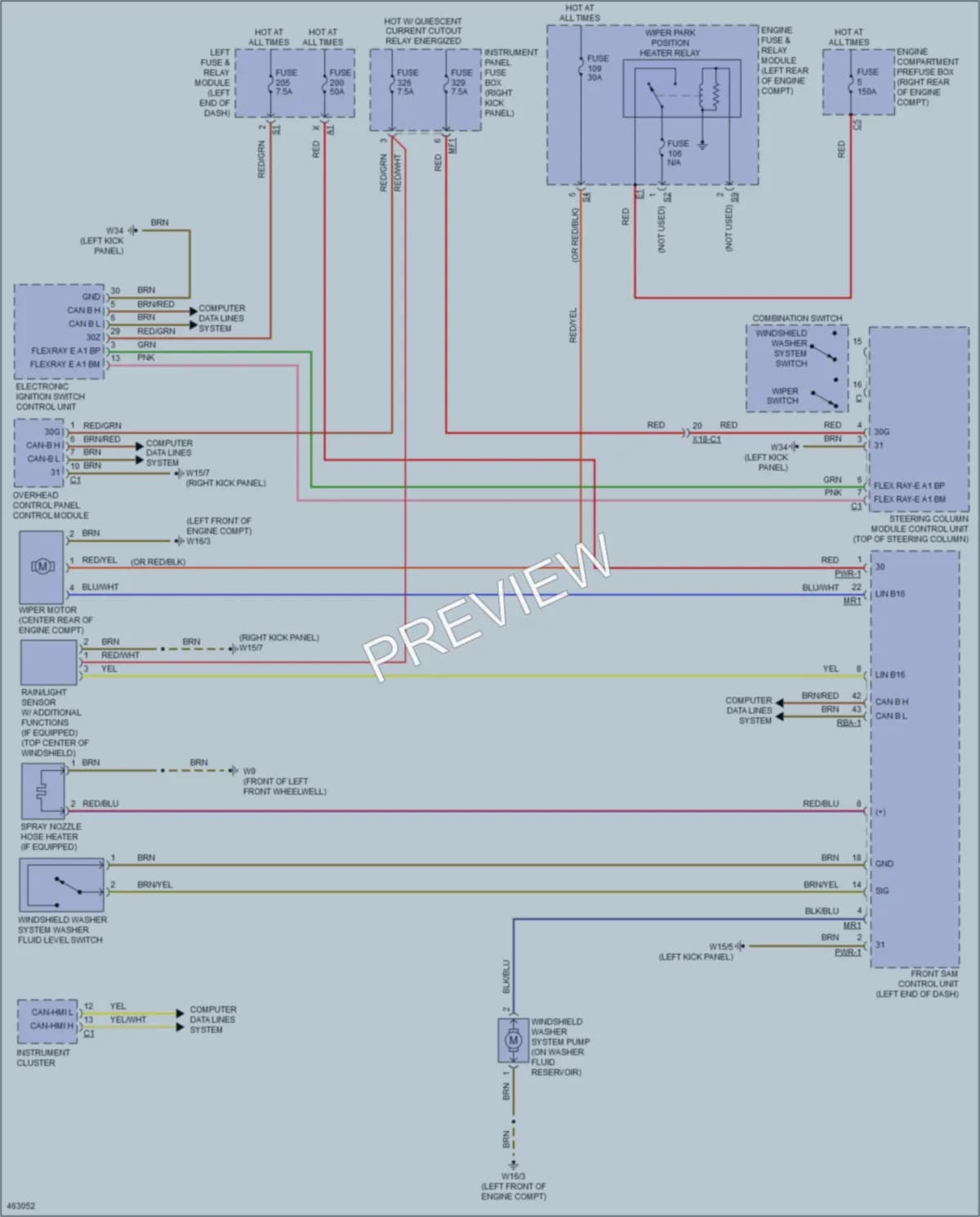2015 MercedesBenz C300 Wiper Washer wiring diagram preview