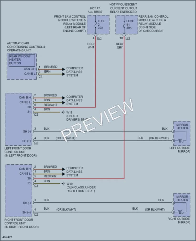 2015 MercedesBenz C350 Defoggers wiring diagram preview
