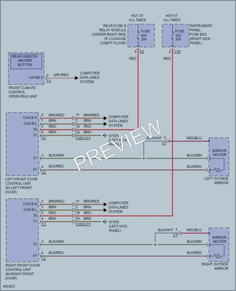 2015 MercedesBenz C400 Defoggers wiring diagram preview