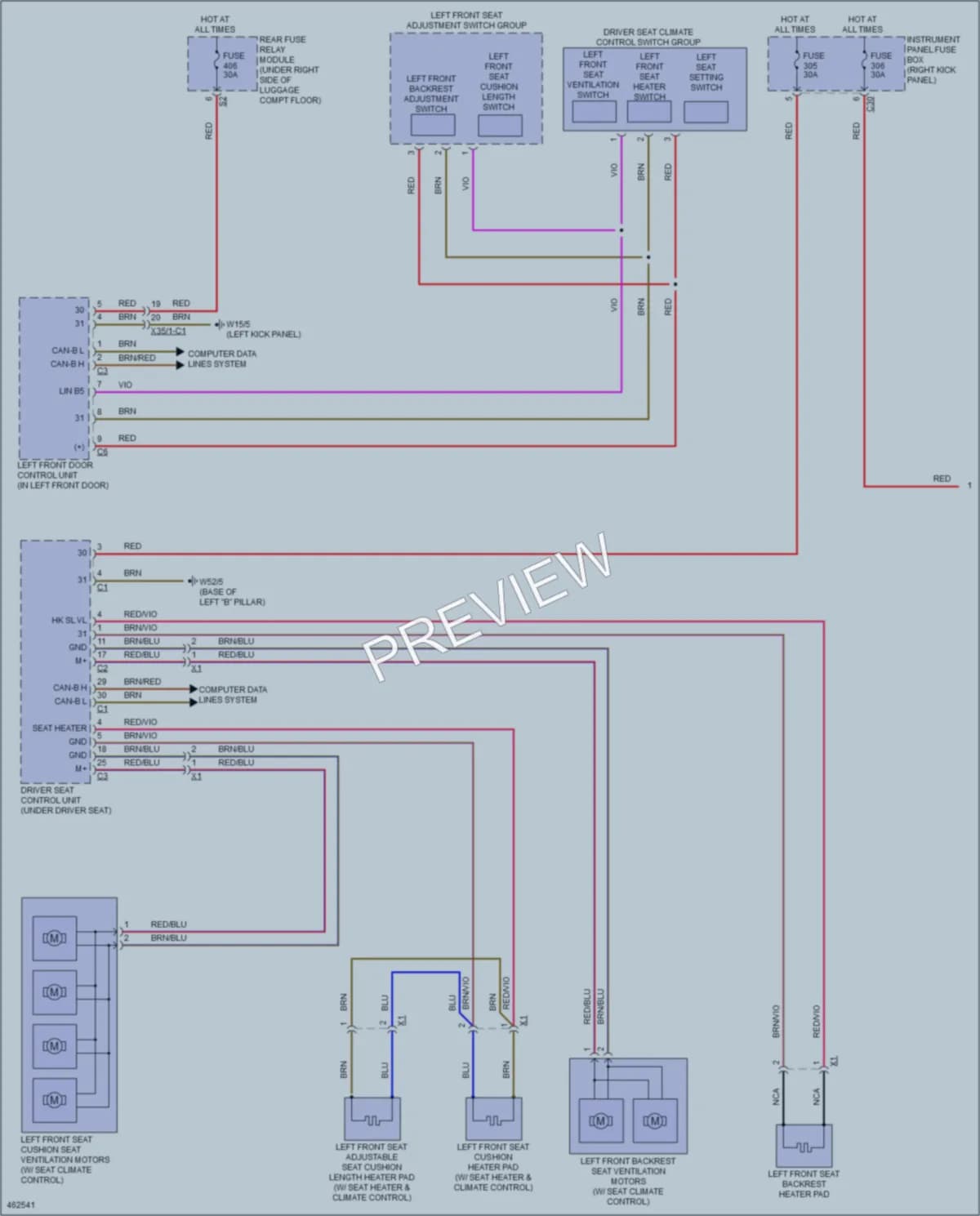 2015 MercedesBenz C400 Power Seats wiring diagram preview
