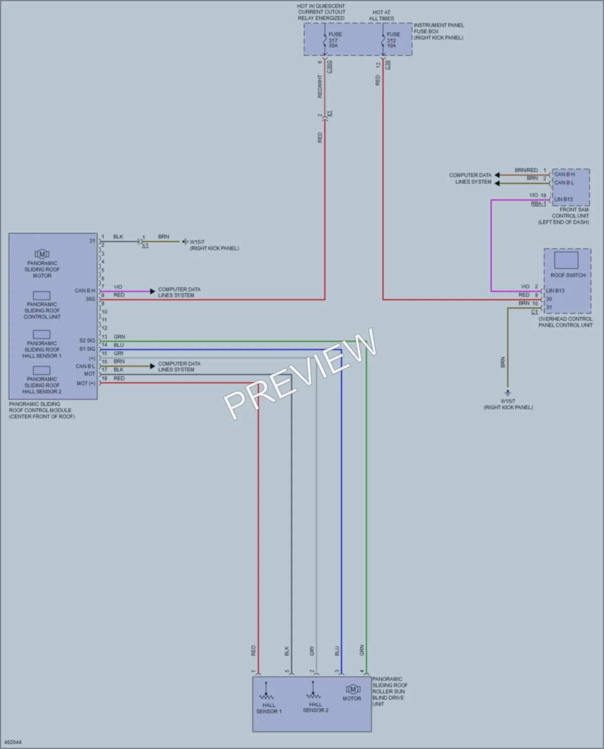 2015 MercedesBenz C400 Power Top Sunroof wiring diagram preview