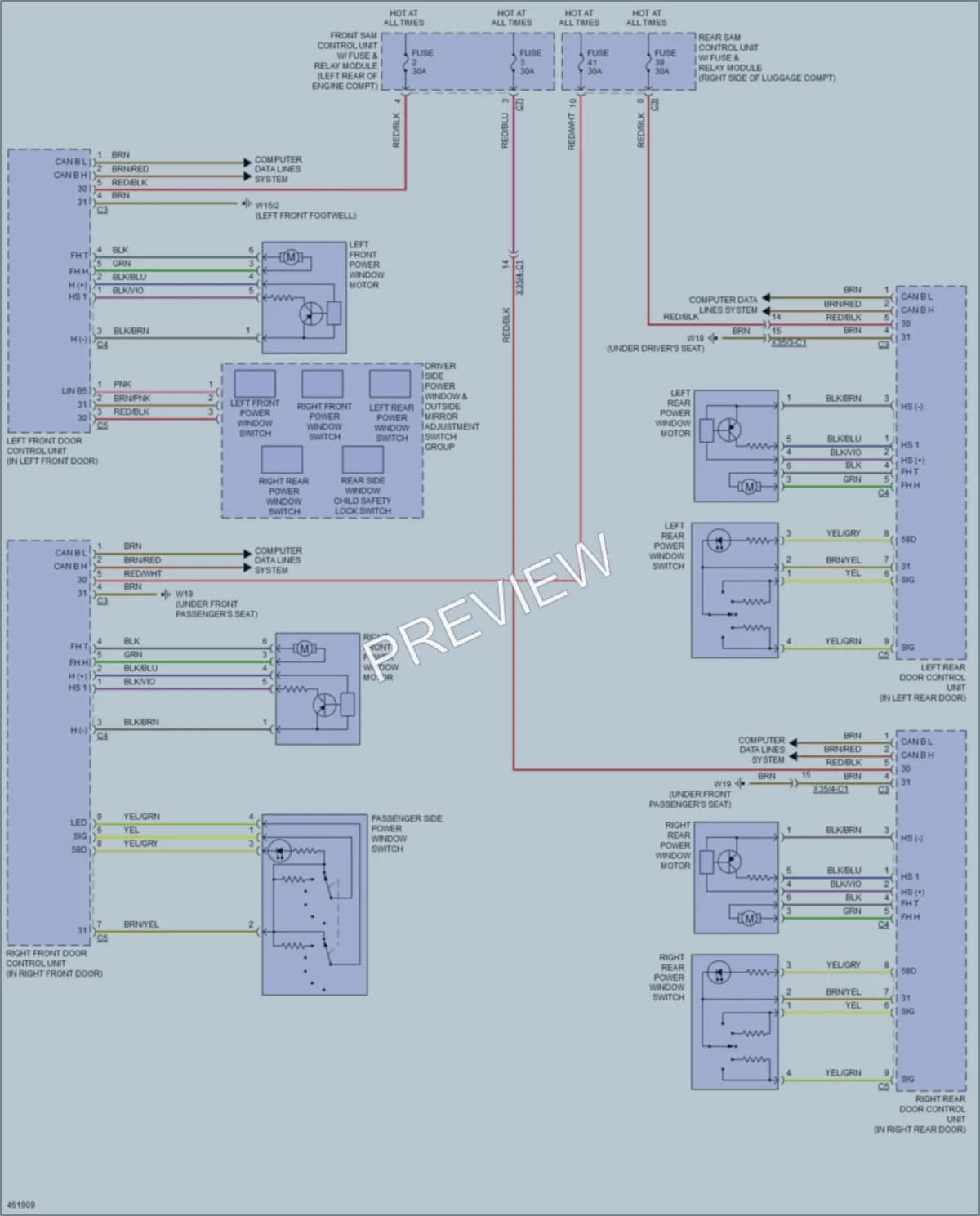 2015 MercedesBenz CLS400 Power Windows wiring diagram preview