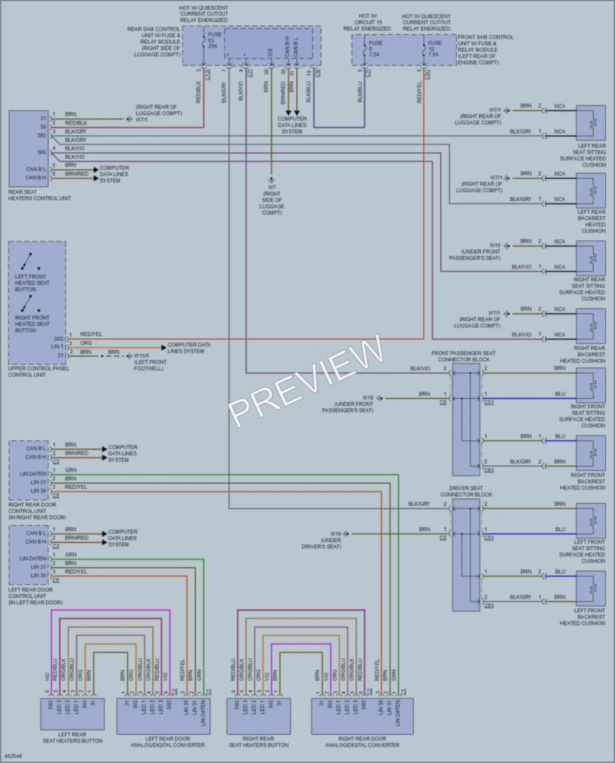 2015 MercedesBenz CLS550 Power Seats wiring diagram preview