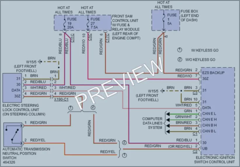 2015 MercedesBenz CLS550 Shift Interlock wiring diagram preview