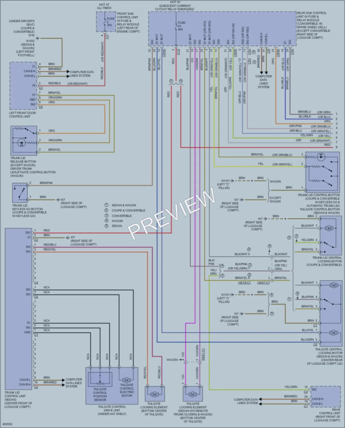 2015 MercedesBenz E250BLUETEC Trunk Tailgate Fuel Door wiring diagram preview