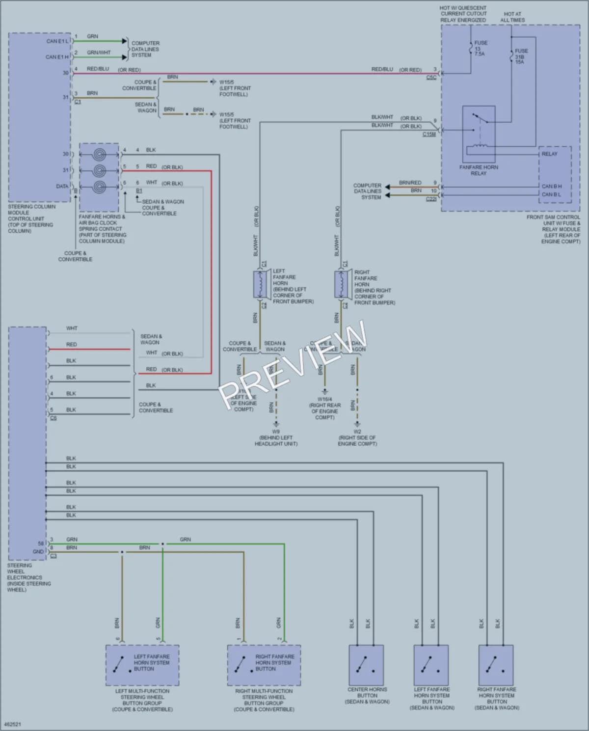 2015 MercedesBenz E350 Horn wiring diagram preview