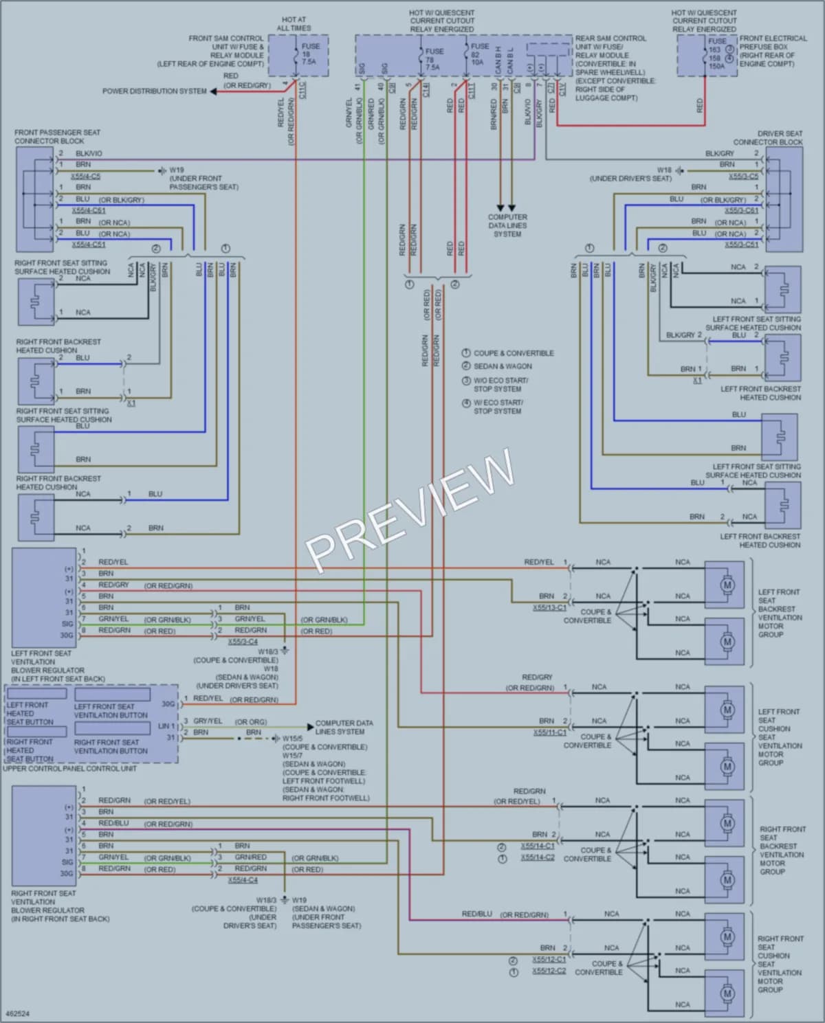2015 MercedesBenz E350 Power Seats wiring diagram preview