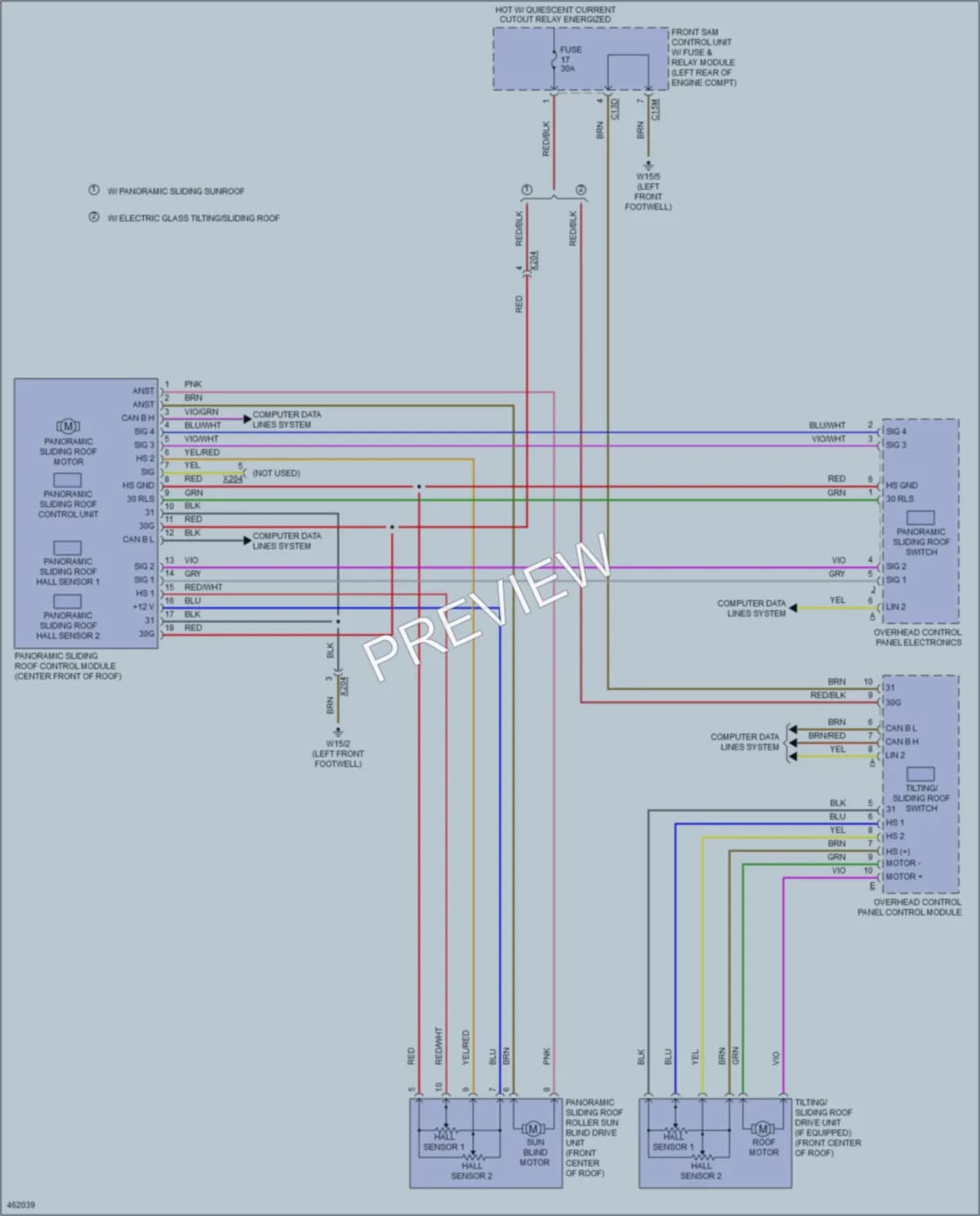 2015 MercedesBenz E350 Power Top Sunroof wiring diagram preview