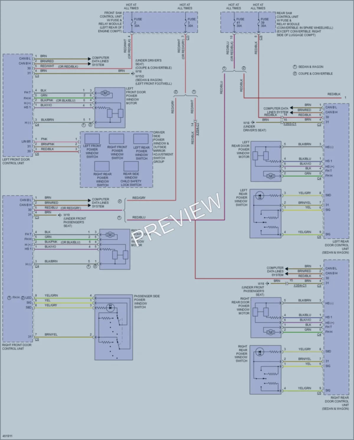 2015 MercedesBenz E350 Power Windows wiring diagram preview