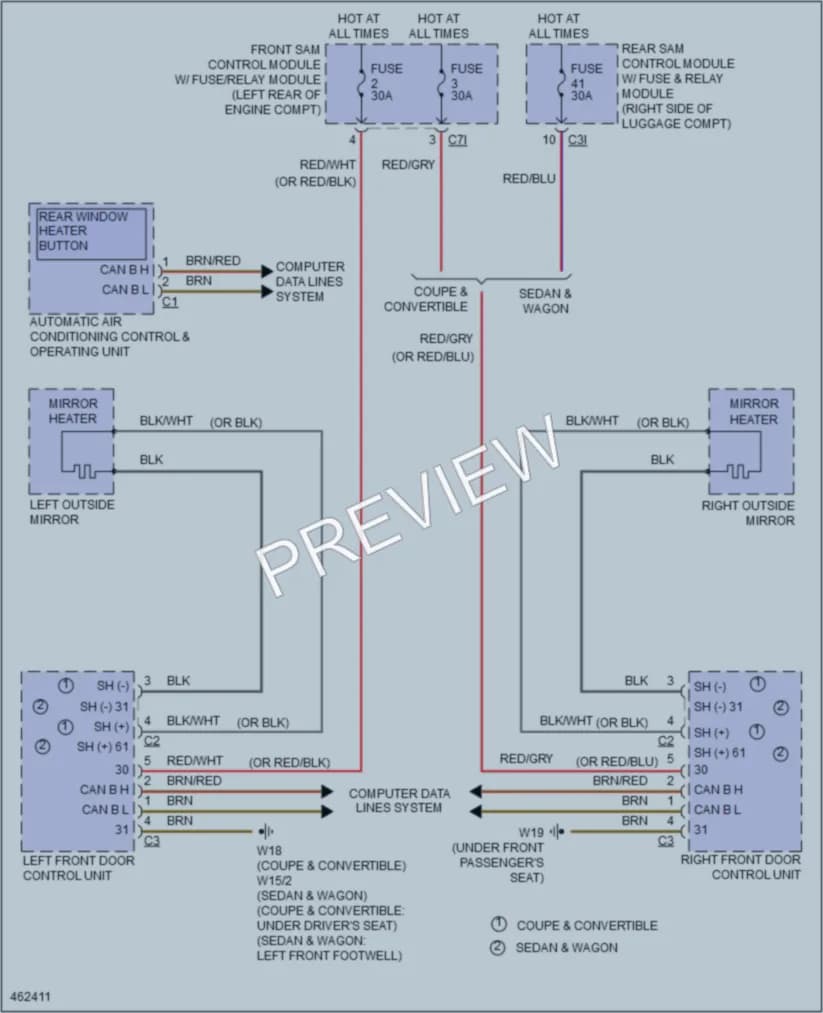 2015 MercedesBenz E400 Defoggers wiring diagram preview