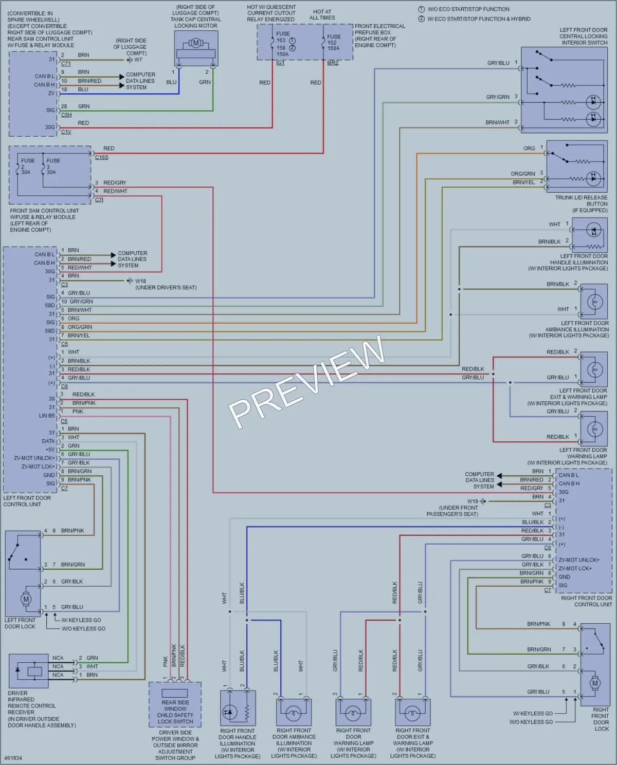 2015 MercedesBenz E400HYBRID Power Door Locks wiring diagram preview