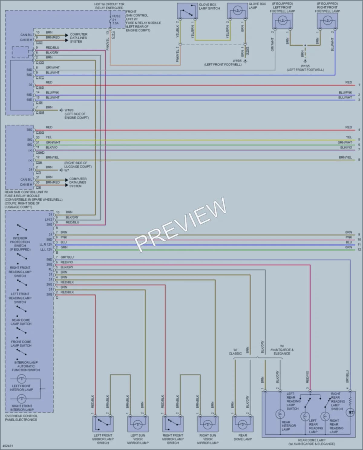 2015 MercedesBenz E550 Interior Lights wiring diagram preview