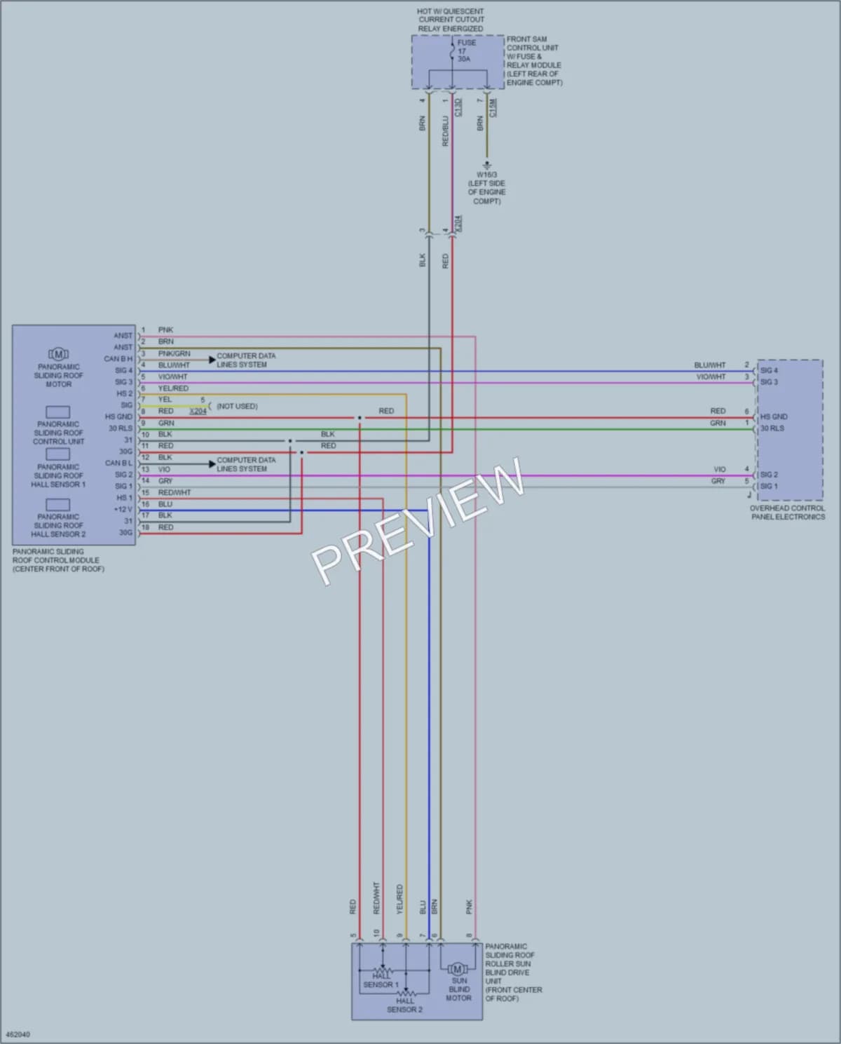 2015 MercedesBenz E550 Power Top Sunroof wiring diagram preview