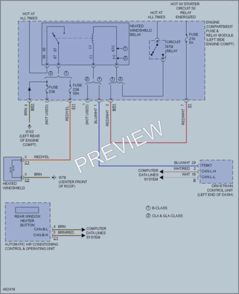 2015 MercedesBenz GLA250 Defoggers wiring diagram preview