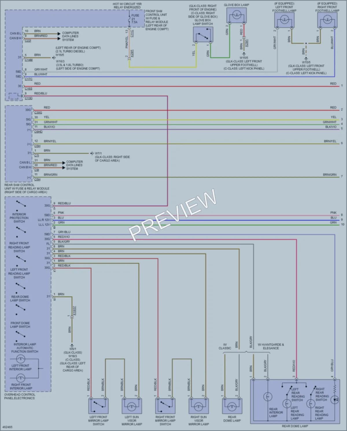 2015 MercedesBenz GLK250BLUETEC Interior Lights wiring diagram preview