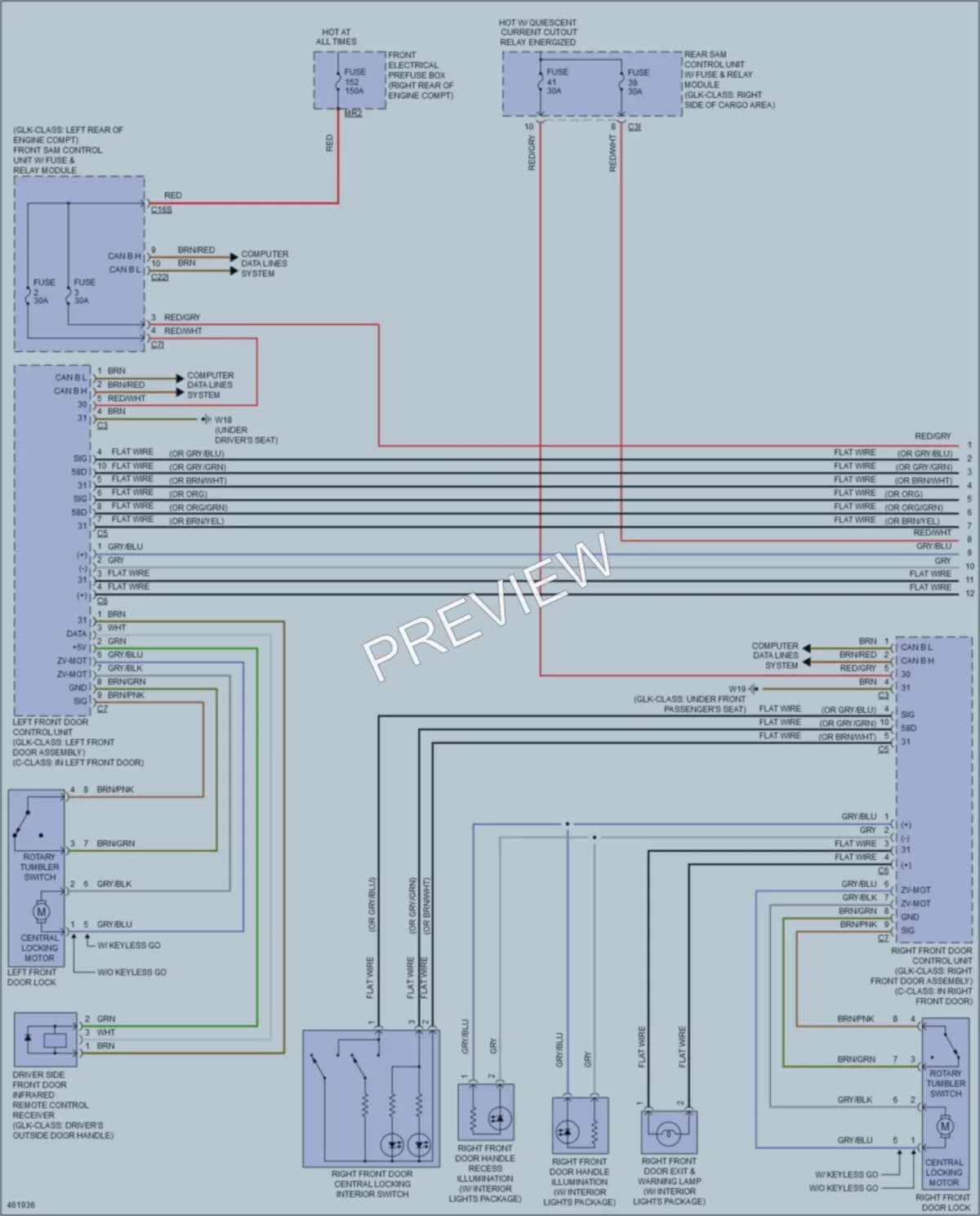 2015 MercedesBenz GLK250BLUETEC Power Door Locks wiring diagram preview