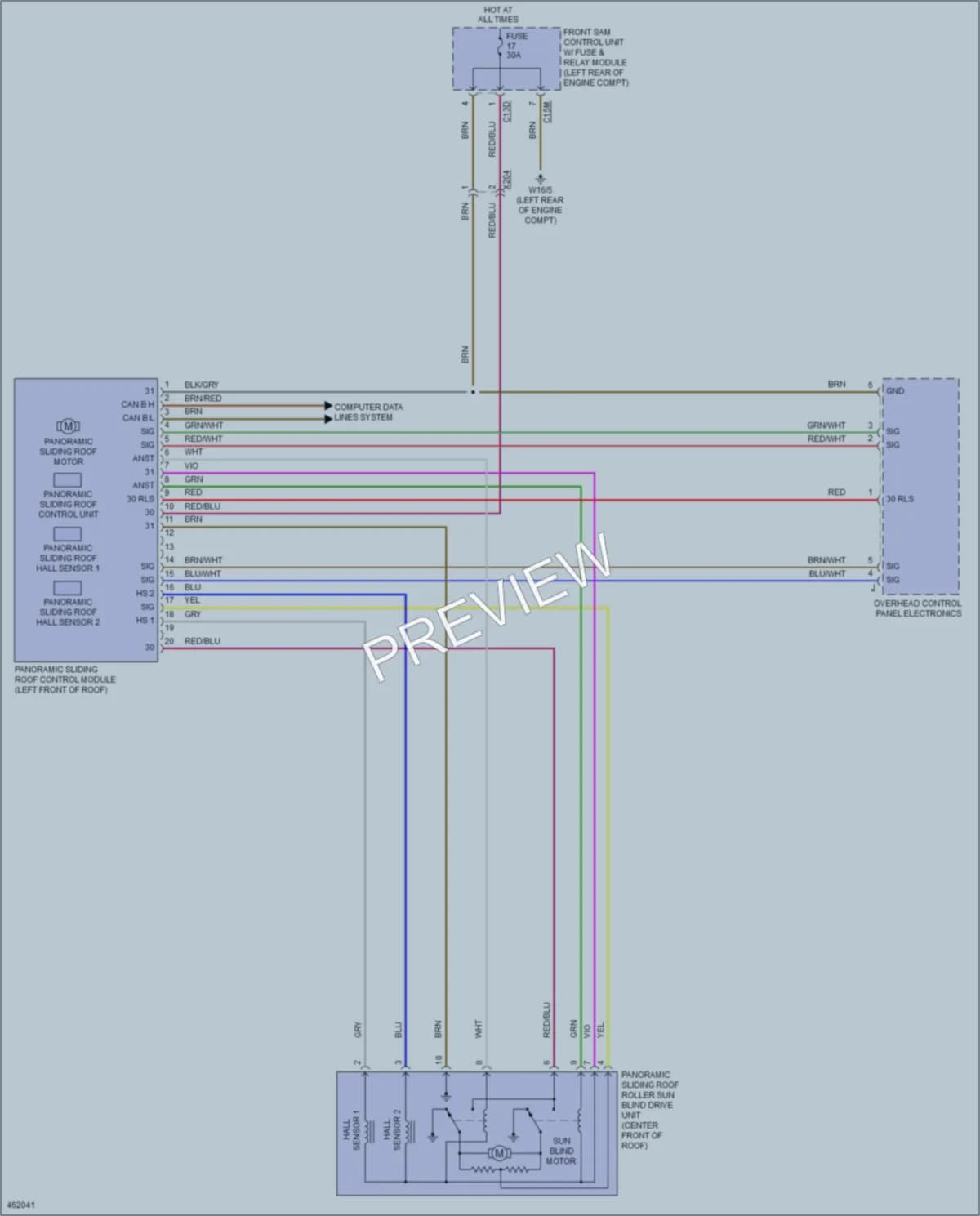 2015 MercedesBenz GLK250BLUETEC Power Top Sunroof wiring diagram preview