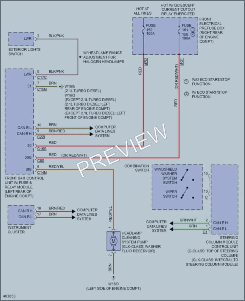 2015 MercedesBenz GLK250BLUETEC Wiper Washer wiring diagram preview