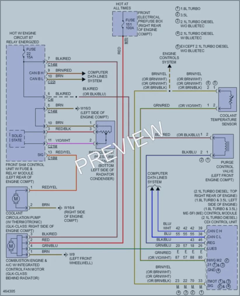 2015 MercedesBenz GLK350 Cooling Fan wiring diagram preview