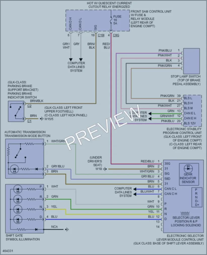 2015 MercedesBenz GLK350 Shift Interlock wiring diagram preview
