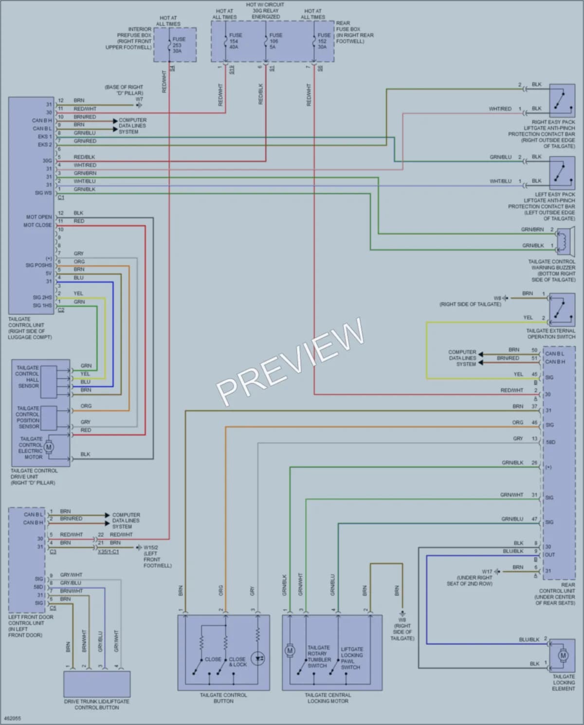 2015 MercedesBenz ML250BlueTEC Trunk Tailgate Fuel Door wiring diagram preview