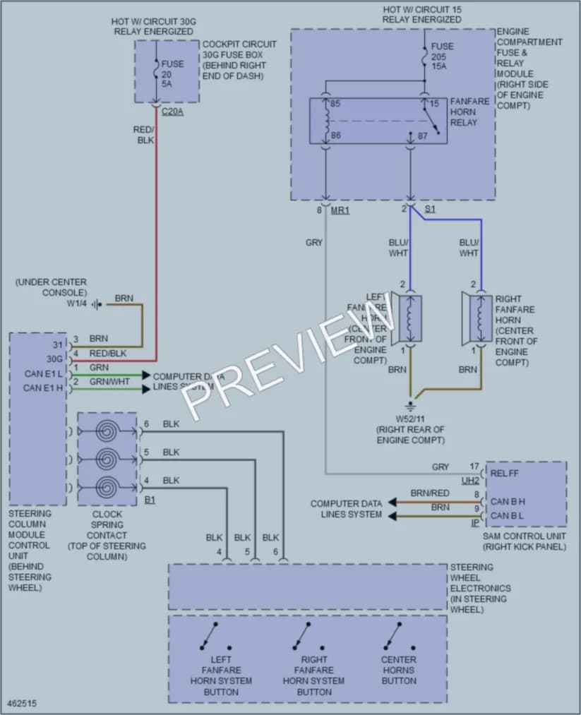 2015 MercedesBenz ML400 Horn wiring diagram preview