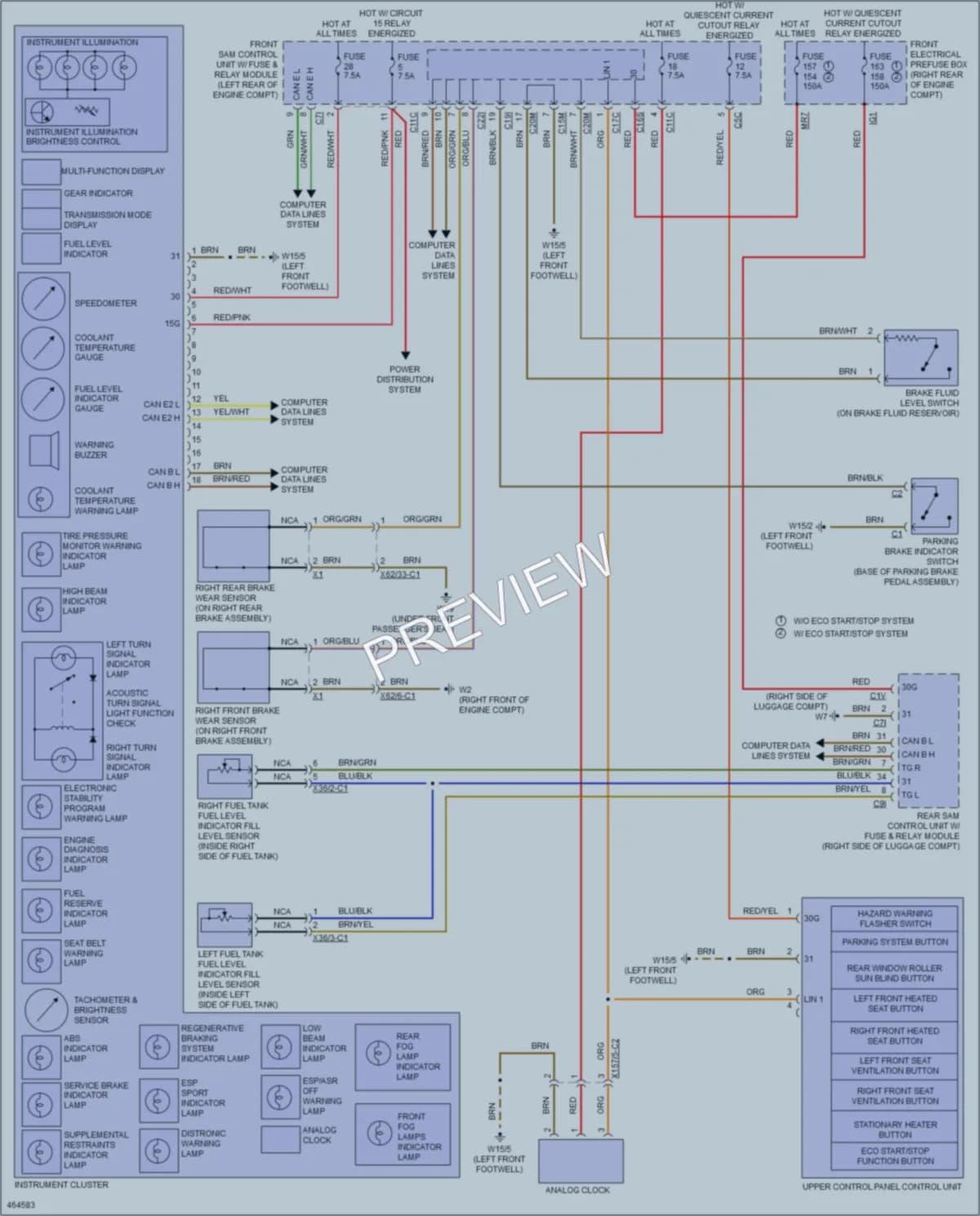 2015 MercedesBenz S400 Instrument Cluster wiring diagram preview
