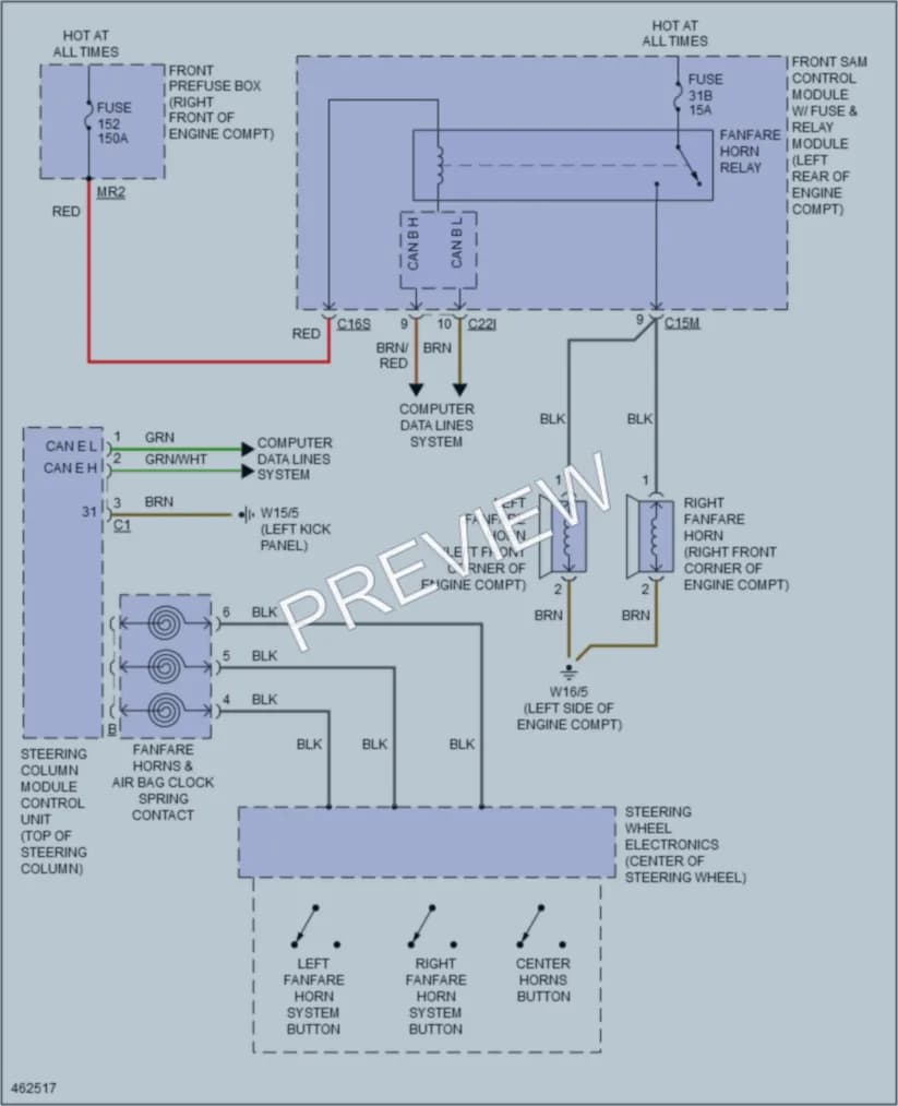 2015 MercedesBenz SLK250 Horn wiring diagram preview