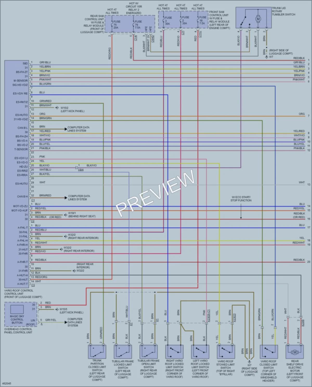2015 MercedesBenz SLK250 Power Top Sunroof wiring diagram preview