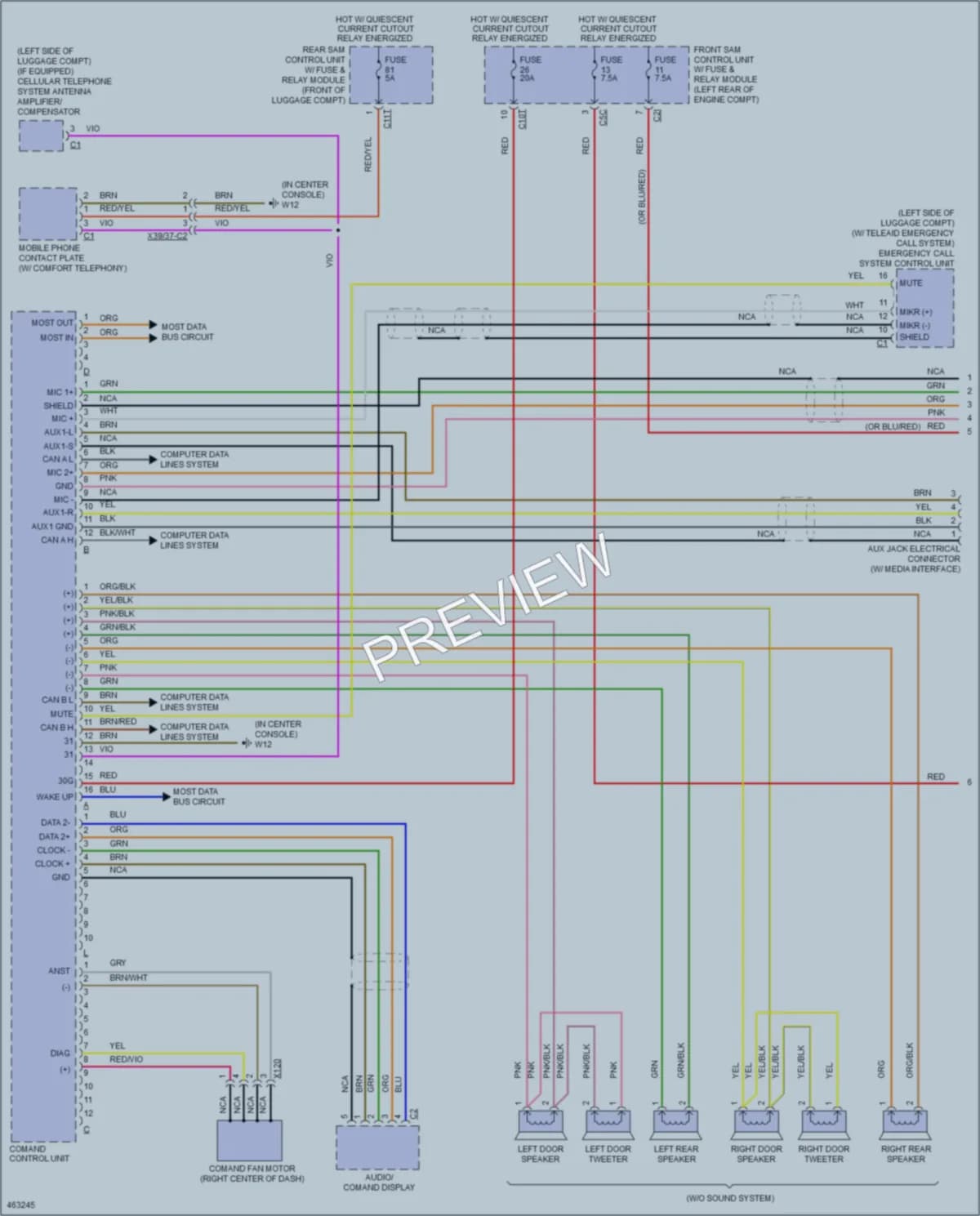 2015 MercedesBenz SLK250 Radio wiring diagram preview