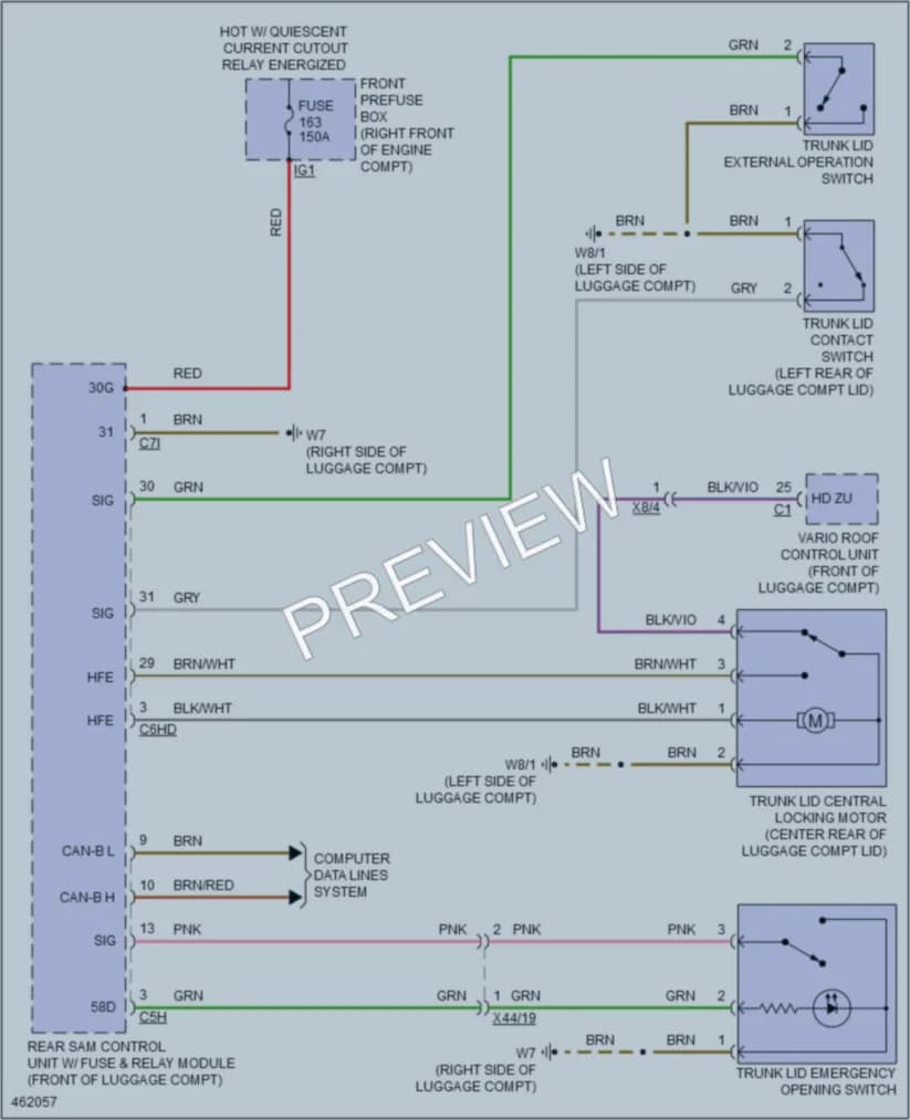 2015 MercedesBenz SLK250 Trunk Tailgate Fuel Door wiring diagram preview