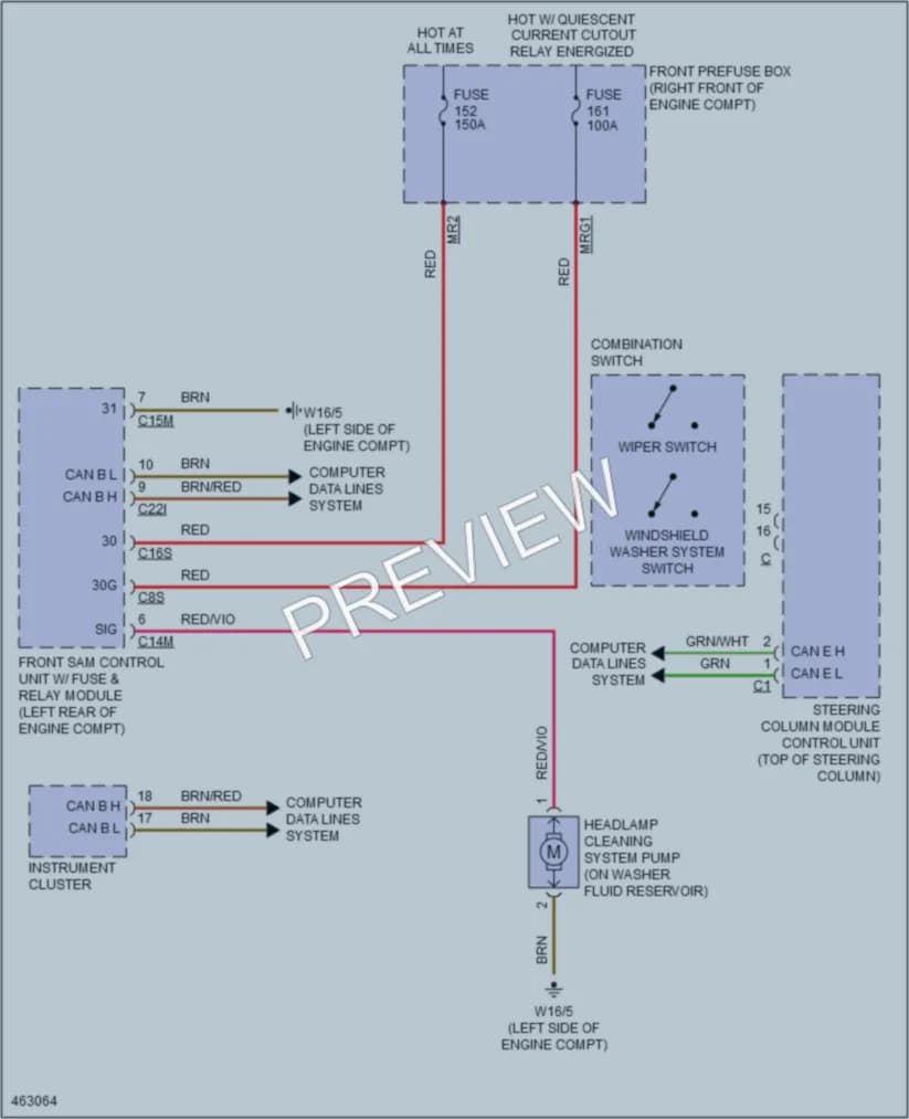 2015 MercedesBenz SLK250 Wiper Washer wiring diagram preview