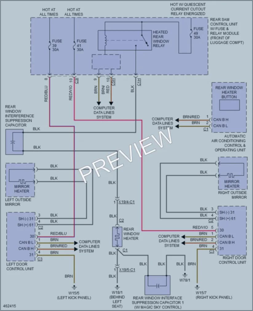2015 MercedesBenz SLK350 Defoggers wiring diagram preview